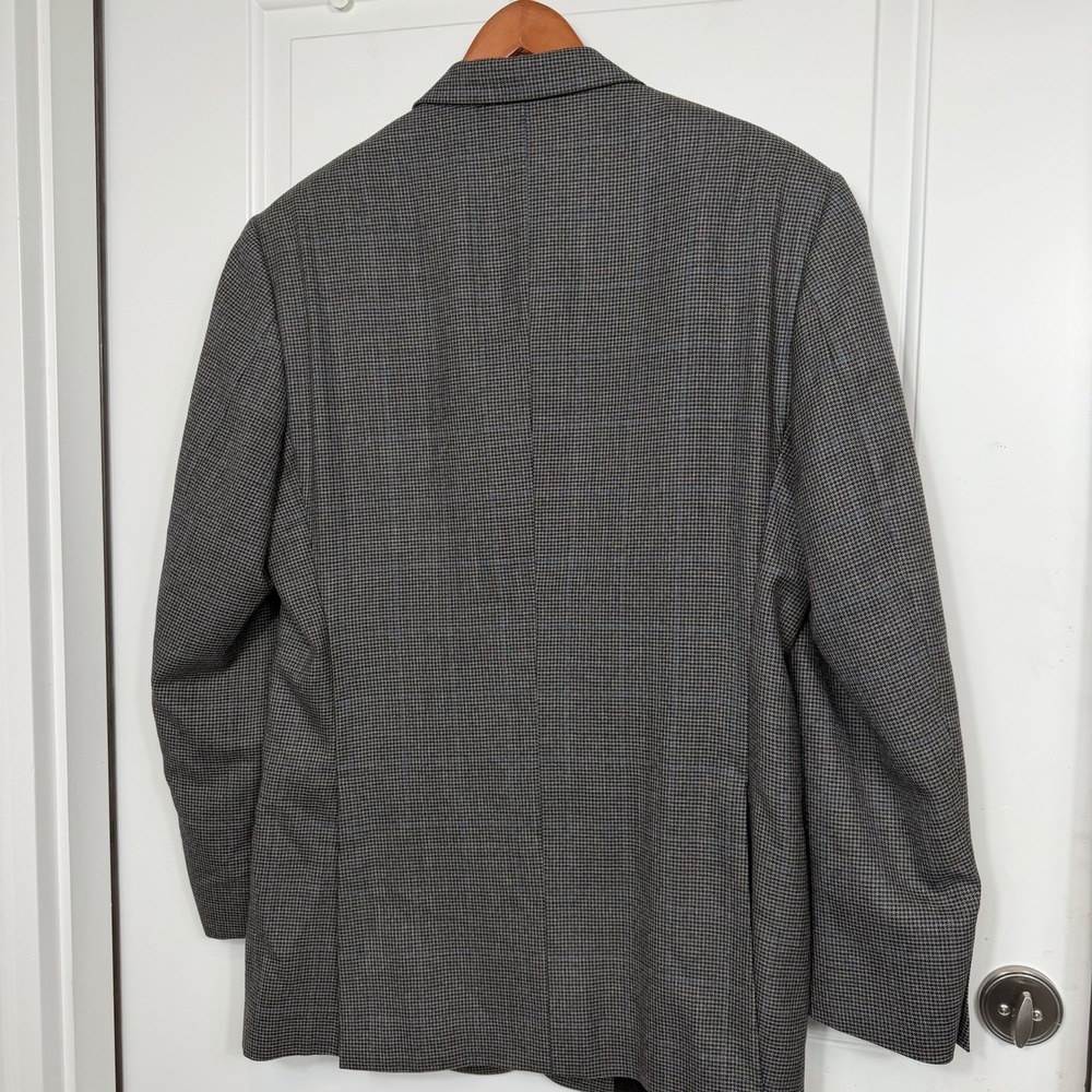 Jos A Bank Traveler's Collection 43L Sport Coat Gray Blue Windowpane Wool Blazer - Picture 8 of 14